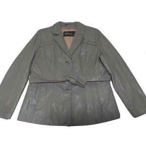 Wilsons Leather Gray Belted Leather Jacket